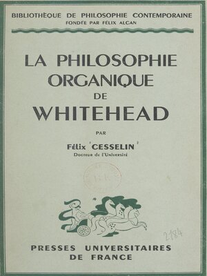 cover image of La philosophie organique de Whitehead